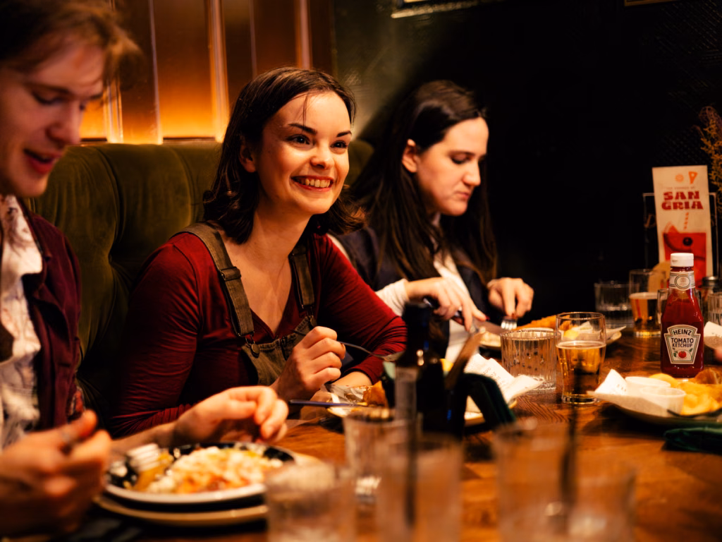 Guests enjoying the food at one of the tour stops